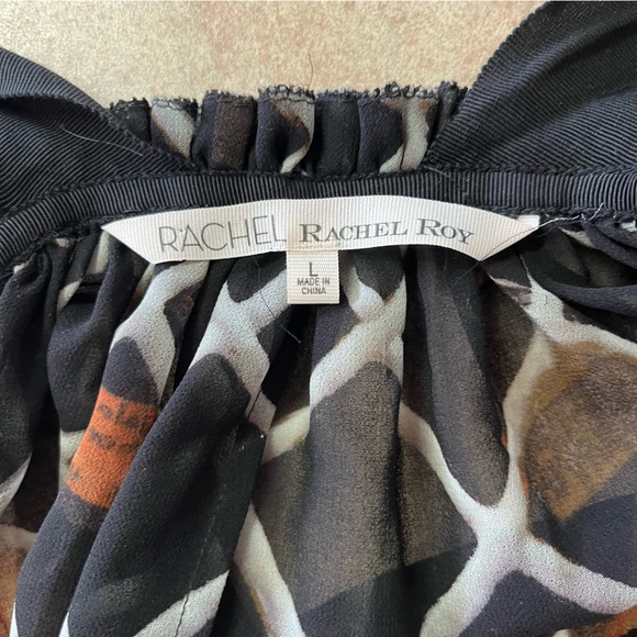 Rachel Ray V Neck Black Sleeveless Fence With Locks Sheer Top - Picture 3 of 9